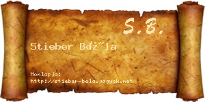 Stieber Béla névjegykártya
